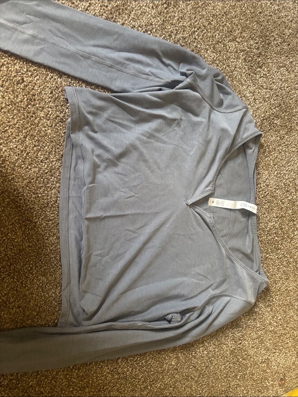 lululemon athletica Light Blue Waffle V-Neck Long Sleeve Top